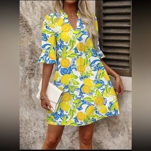 SHEIN Vibrant Citrus and Floral Dress